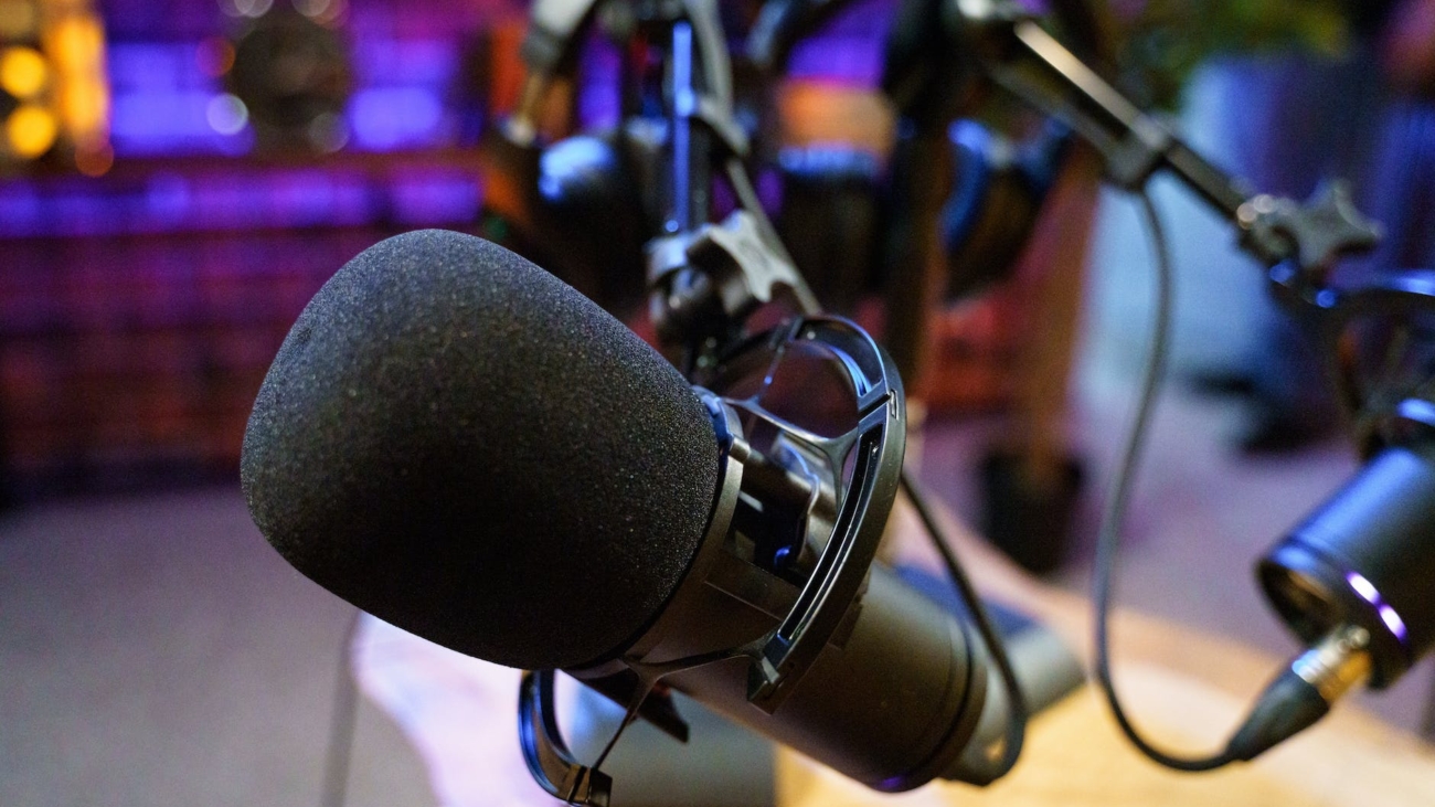 a close up shot of a condenser microphone